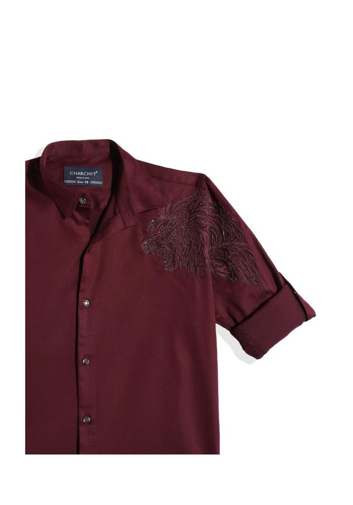 CHARCHIT Boys Regular Fit Plain Full Sleeve Shirt - Image 4